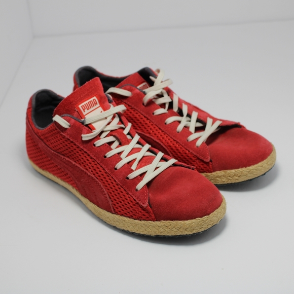 Puma Size 7 Red Suede Vtg Boho Style Sneakers - Picture 2 of 6